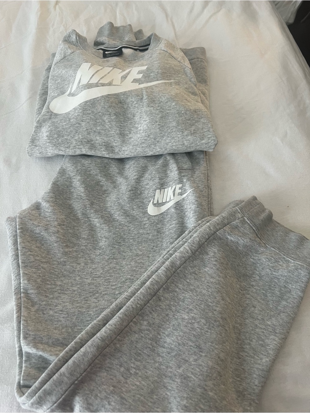 Nike Women Light Gray Sweatpants & Joggers with White Logo